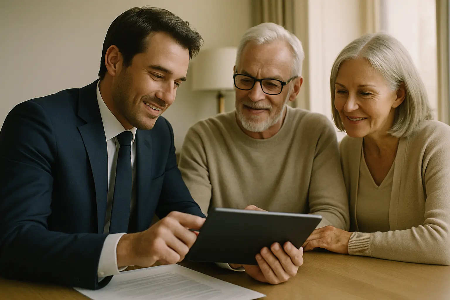 An advisor reviewing a portfolio with clients